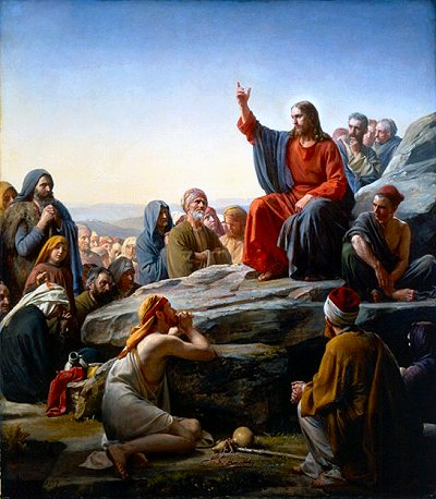 Christ teaching and giving the new law in His Sermon on the Mount